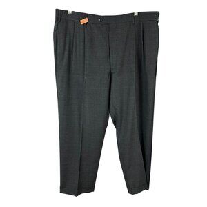 Jos. A. Bank Classic Dress Pants Men 40 x 27 Gray Windowpane Plaid‎ 100% Wool